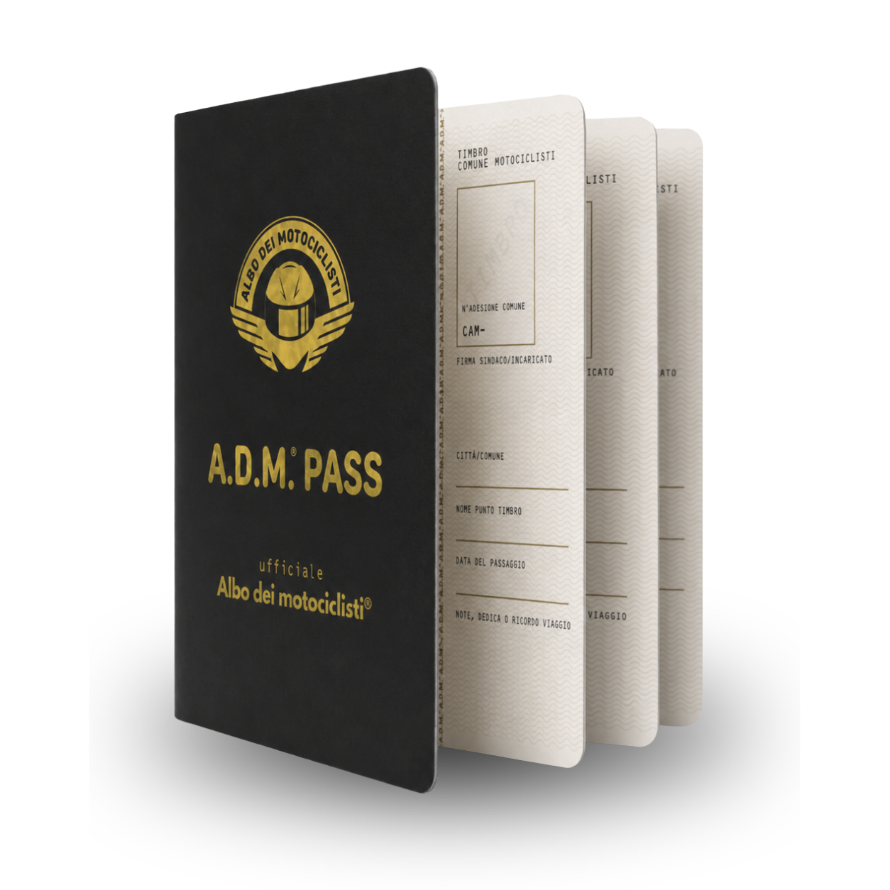 Il documento ufficiale A.D.M.® PASS con le pagine a ventaglio
